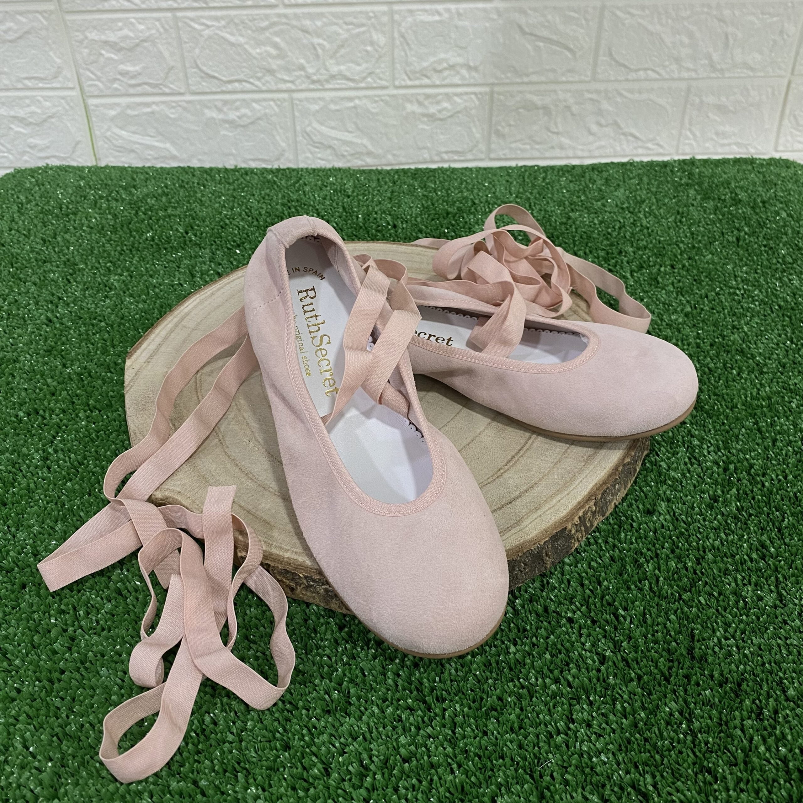 Bailarina lazo al tobillo Ruth Secret Ante Rosa