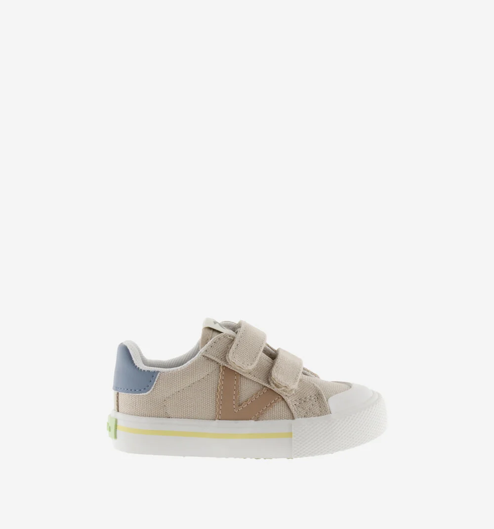 Zapatillas deportivas lona niños color beige